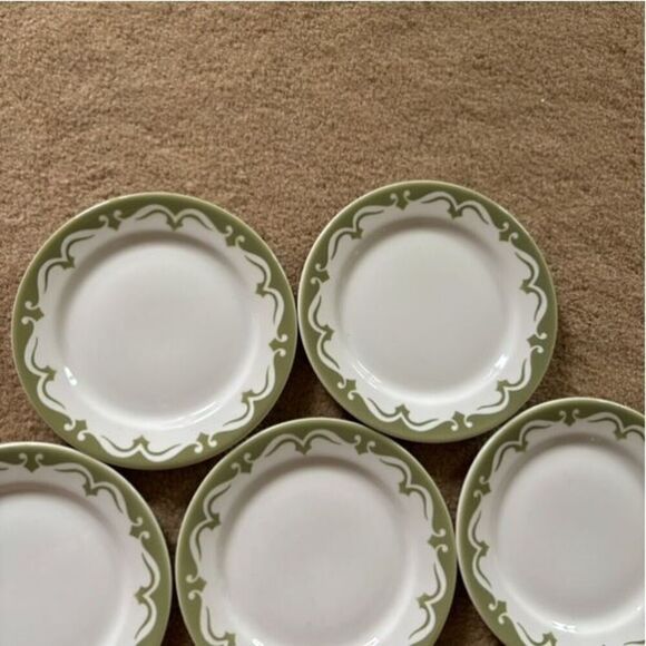 5 Jackson China Vintage Green & White 7” Plates - Picture 2 of 9